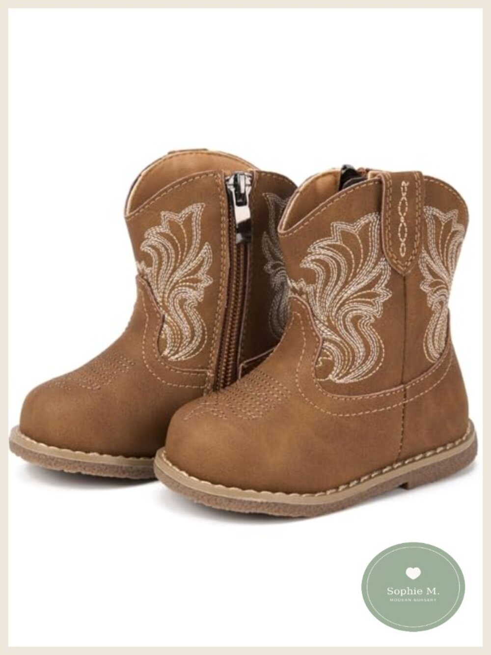 Toddler Cowgirl Boots Round Toe Non-Slip Waterproof Microfiber PU Leather